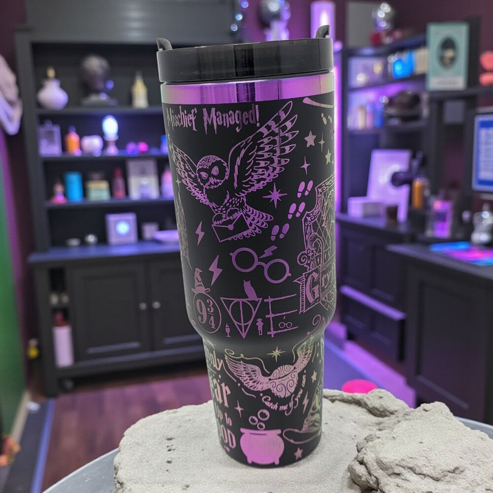 Harry Potter  40 oz Black with Multi-Color Plating Laser Engraved Tumbler